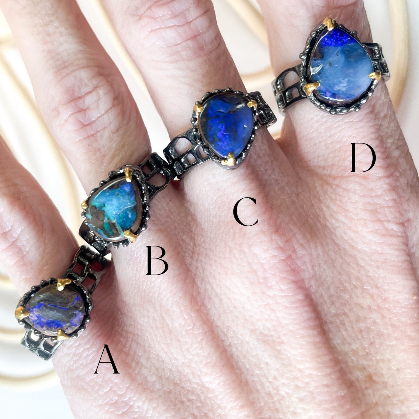 Boulder Opal Unique Band - Solid Sterling Silver