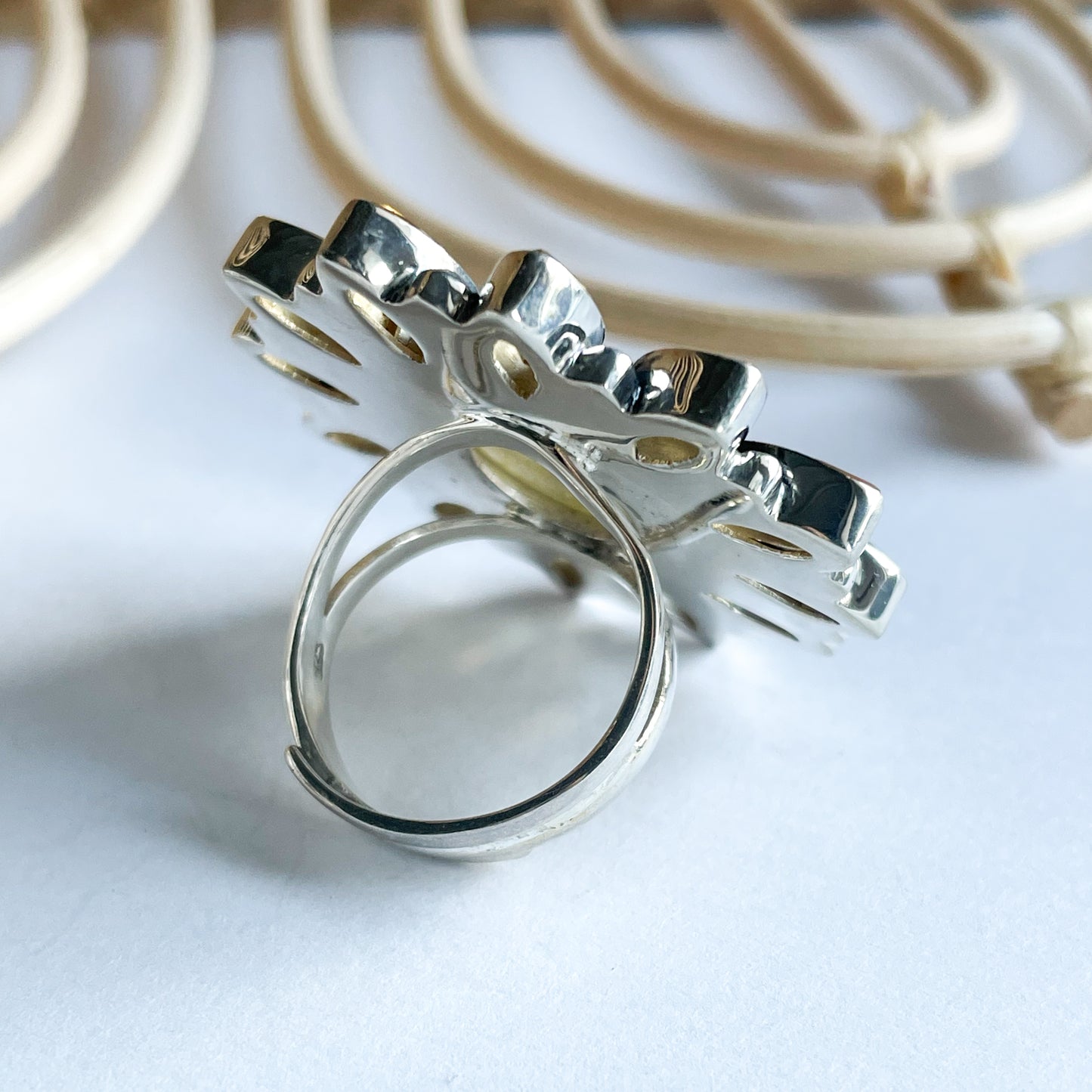 Golden Rutile & Citrine Ring - Solid Sterling Silver