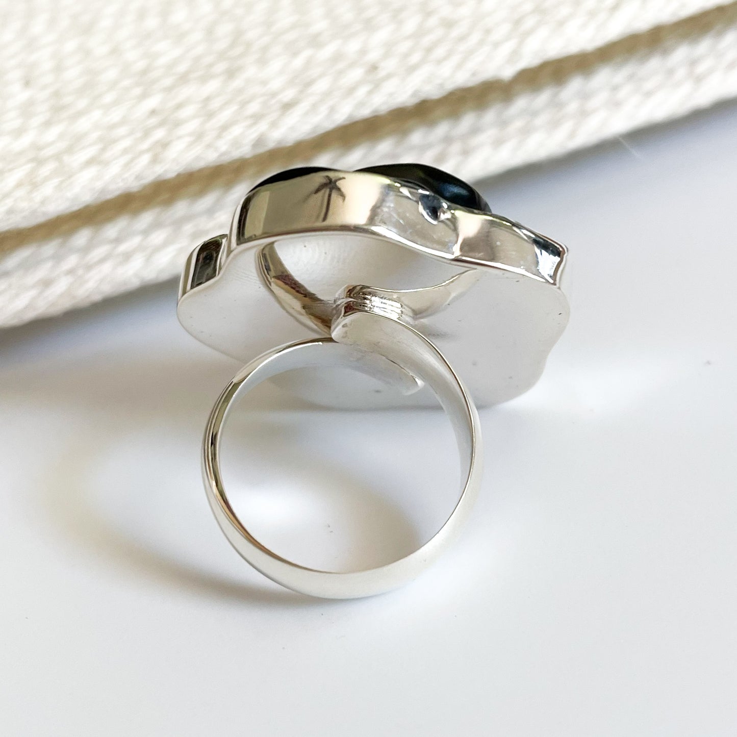 Sheen Obsidian Rose Ring - Solid Sterling Silver