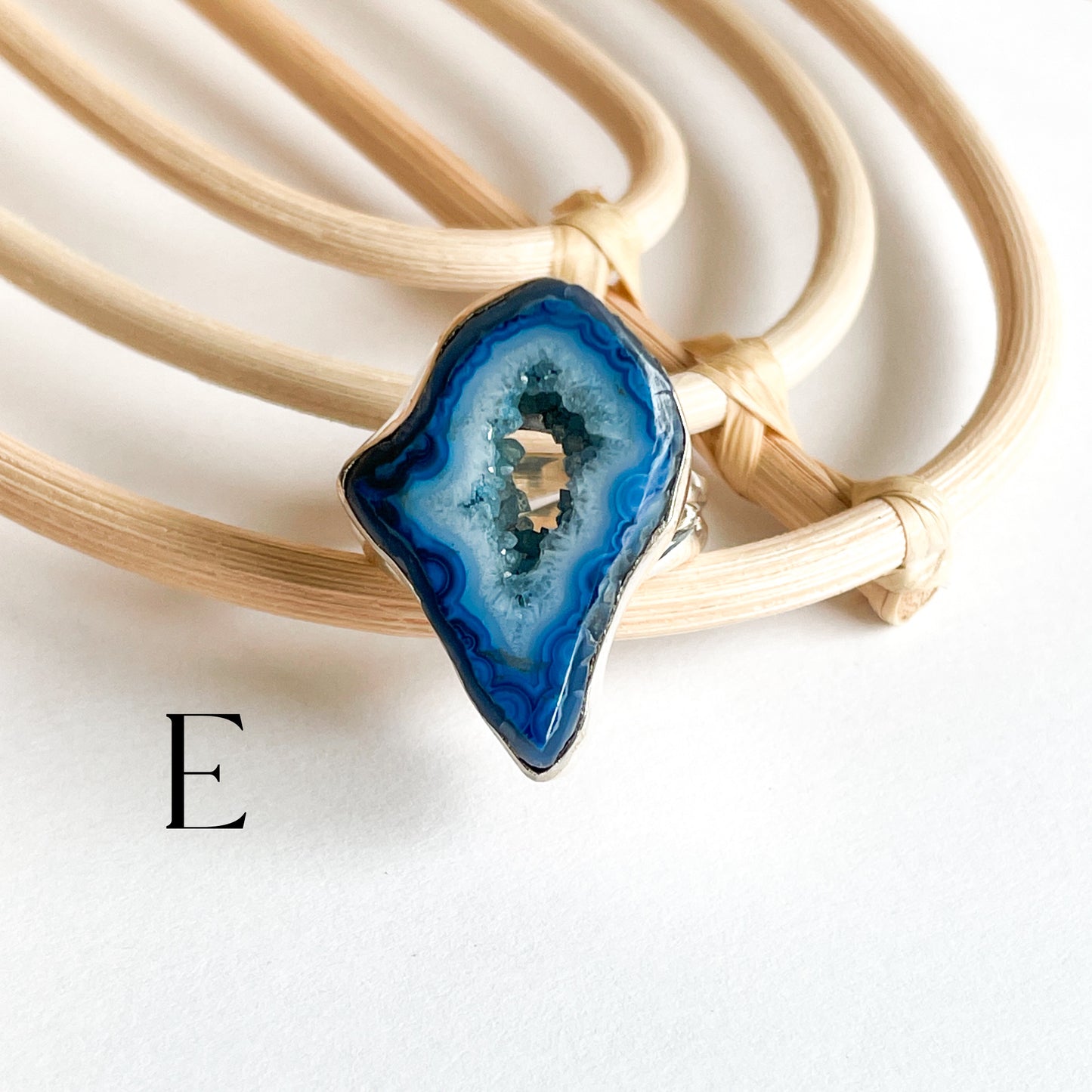 Agate Slice Ring - Solid Sterling Silver