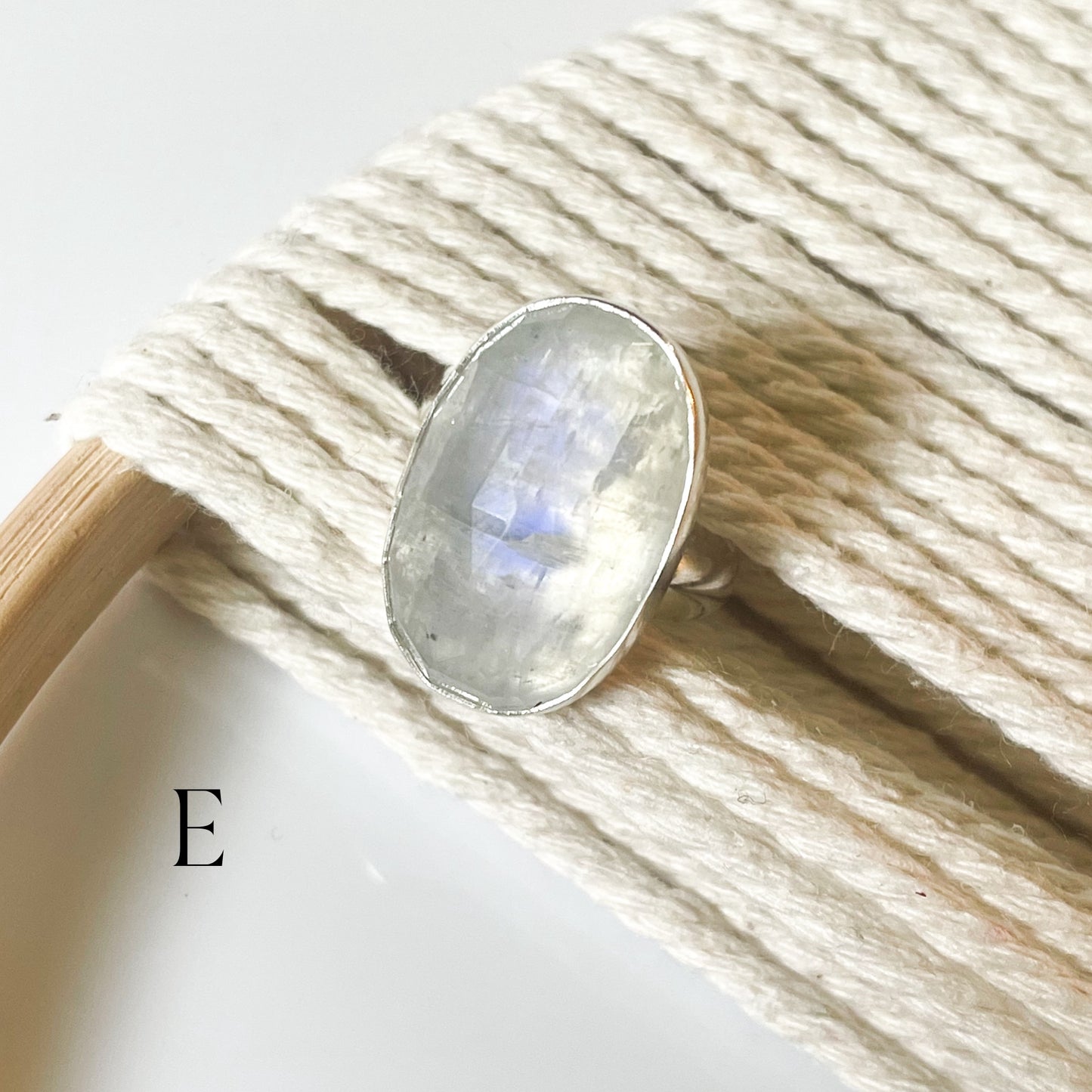 Faceted Rainbow Moonstone Ring - Solid Sterling Silver
