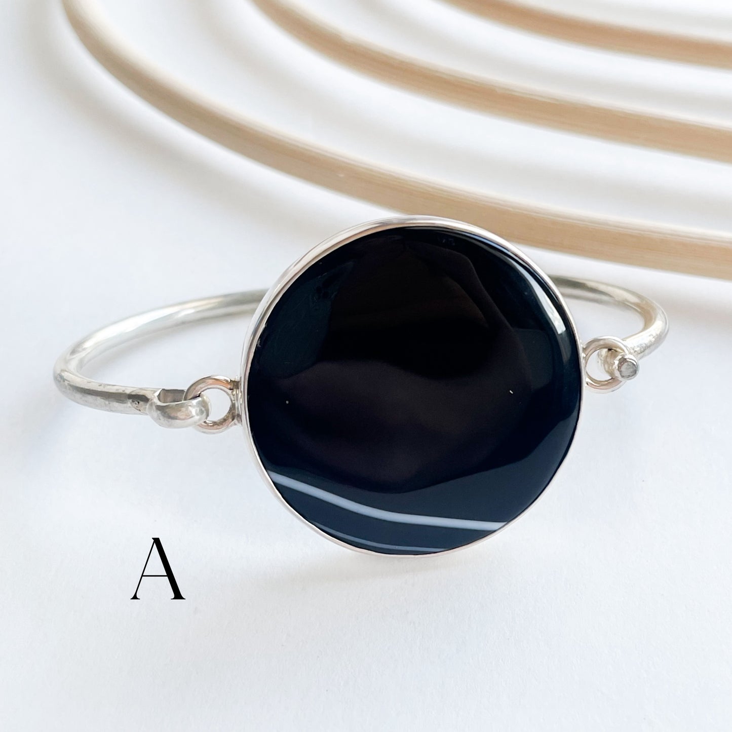 Sardonyx Bangle - Solid Sterling Silver