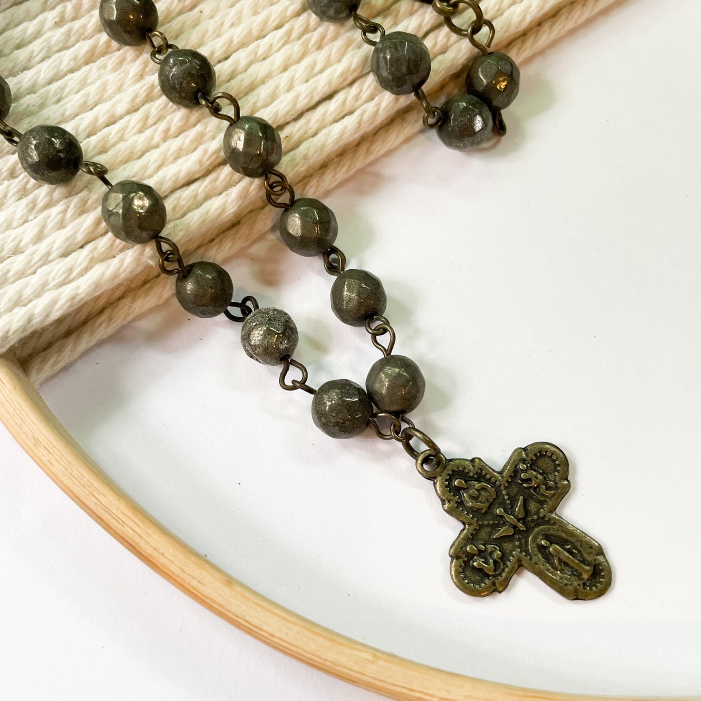 Hematite & Cross Choker Necklace - Dainty Boho