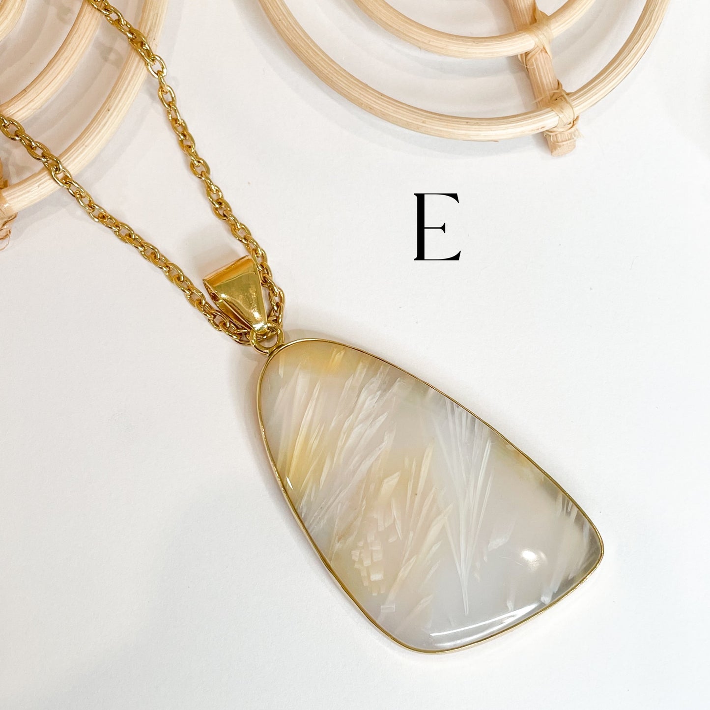 Statement Feather Agate Pendant - Alchemia