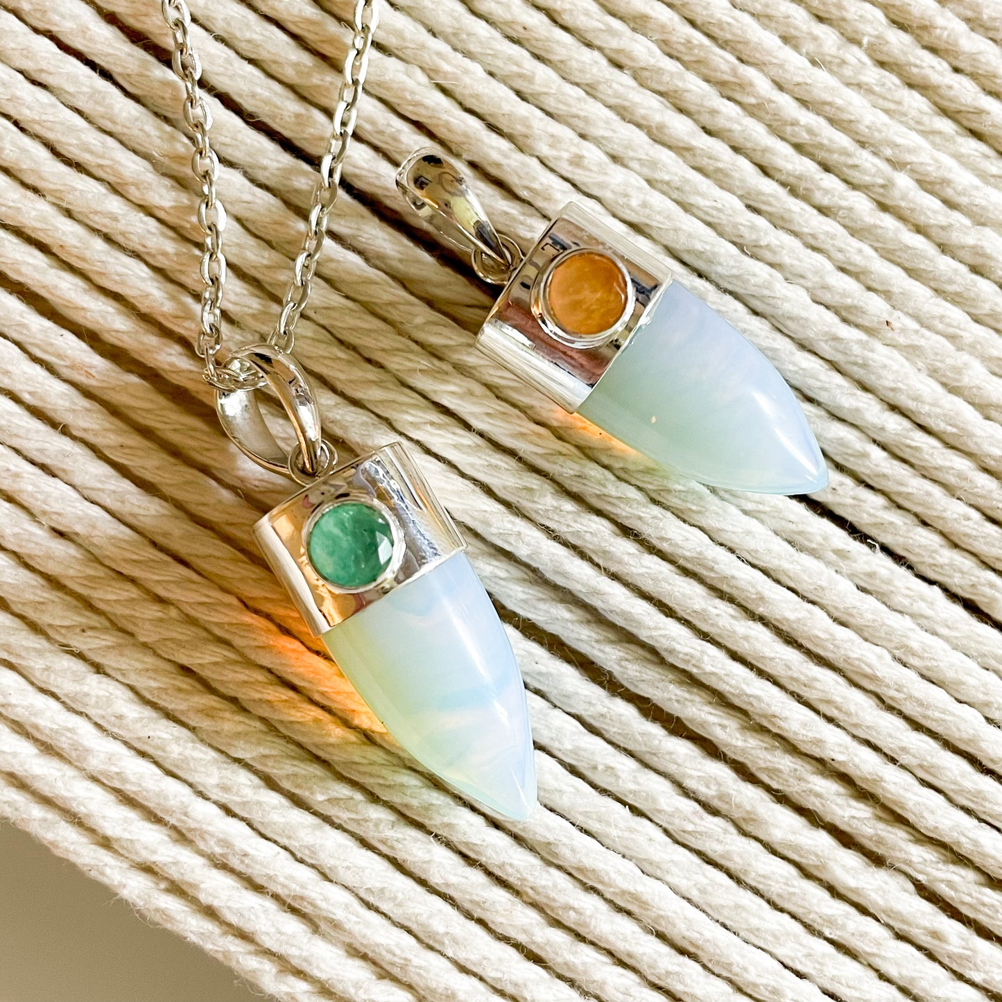 Opalite Bullet Gemstone Pendant - Sterling Silver