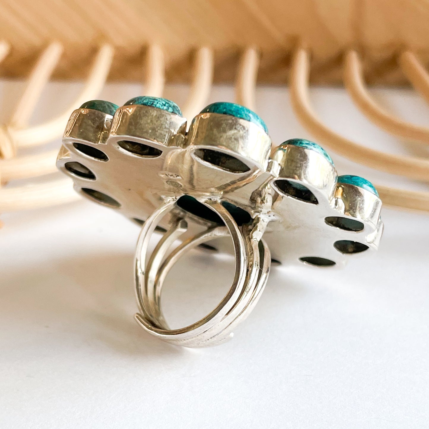 Azurite Jumbo Polka Dot Ring - Solid Sterling Silver
