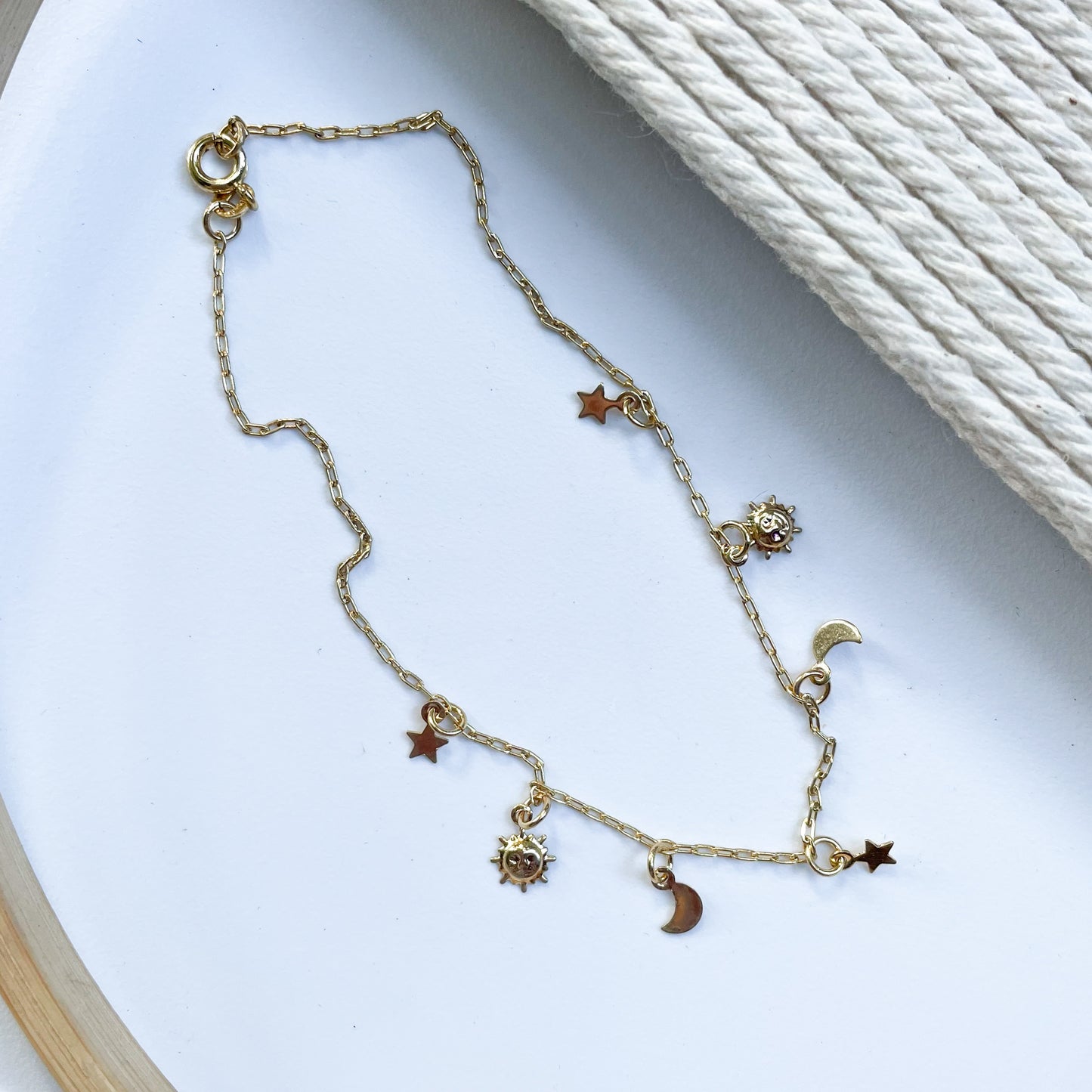 Sun,Star,Moon Anklet - 18k Gold Filled