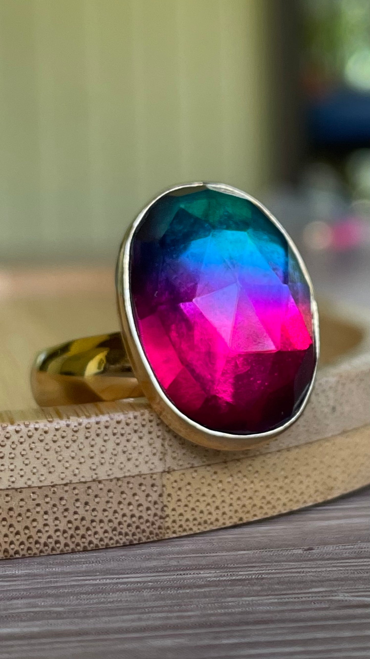 Blue and Pink Ombre Doublet Rings - Both Metals