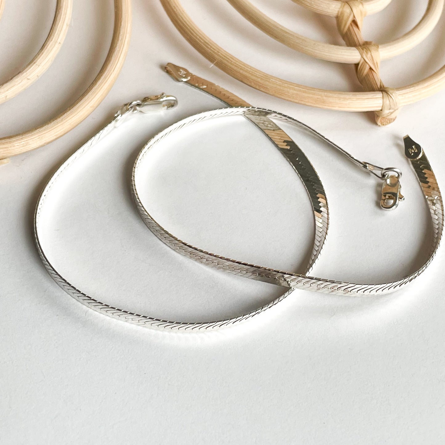 Sleek Omega Bracelets - Solid Sterling Silver