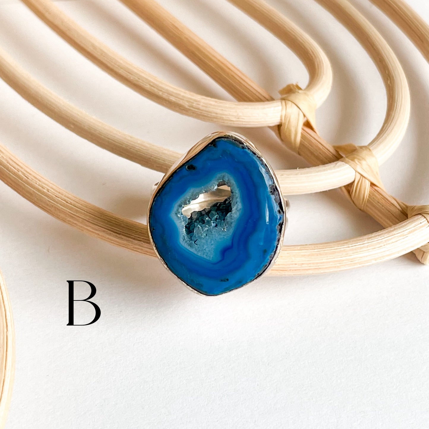 Agate Slice Ring - Solid Sterling Silver