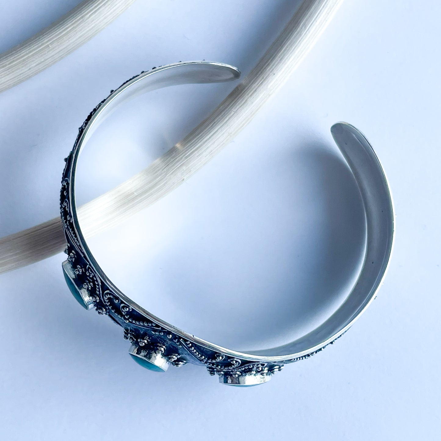 Turquoise Oxi Antique Cuff - Solid Sterling Silver