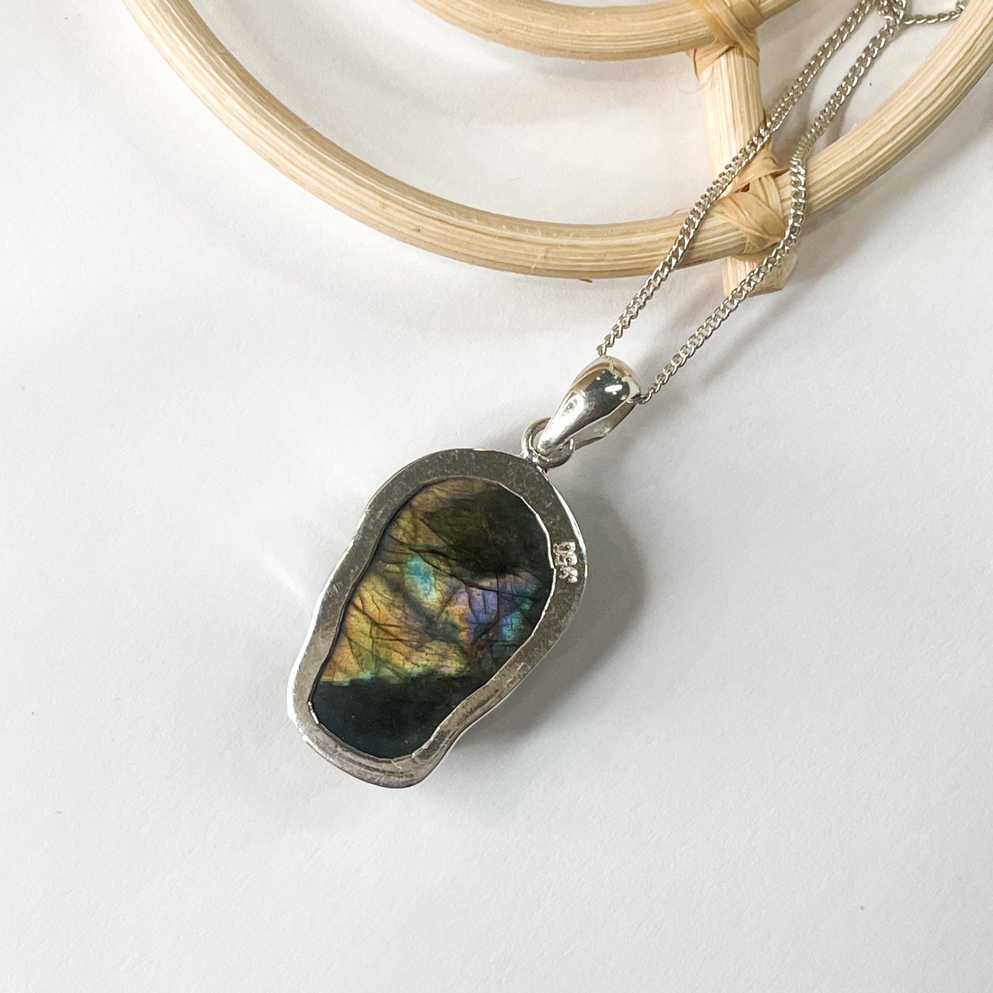 Sugar Skull Labradorite Pendant-Solid Sterling Silver