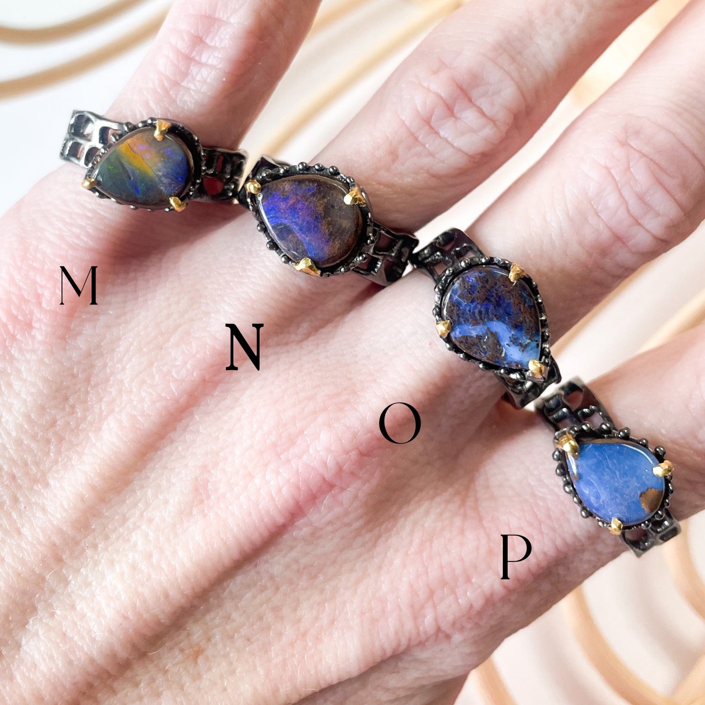 Boulder Opal Unique Band - Solid Sterling Silver
