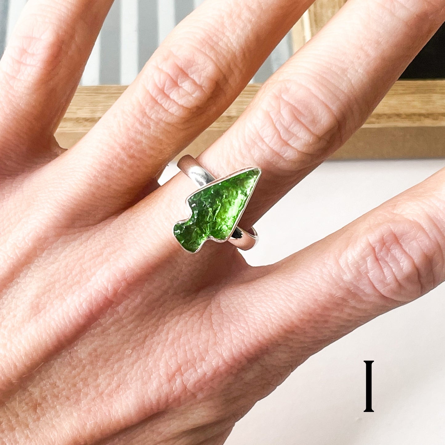 Colorful Glass Arrow Ring - Solid Sterling Silver