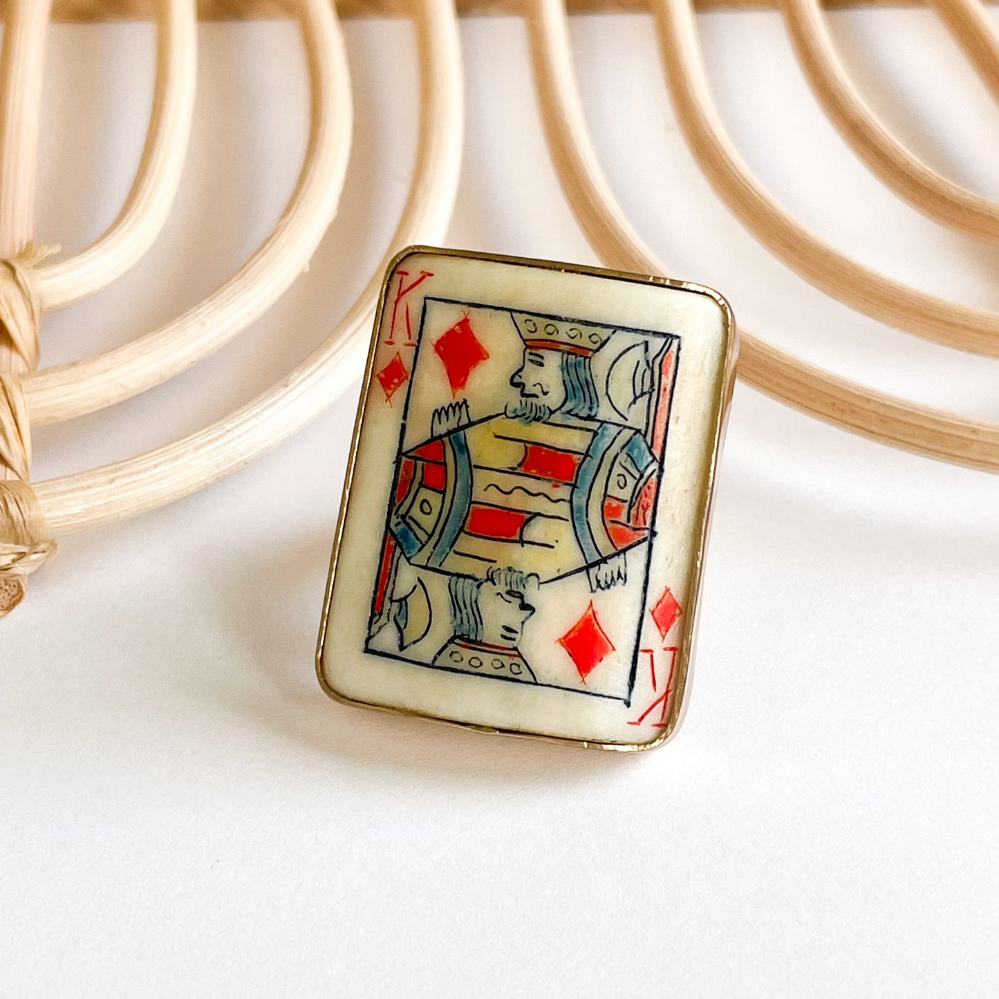 King of Diamond Bone Card Ring - Alchemia