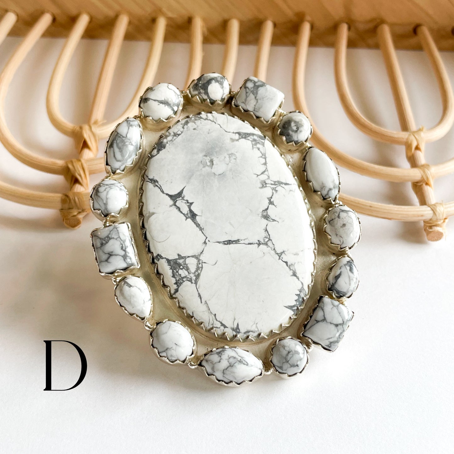 Howlite Statement Ring - Solid Sterling Silver