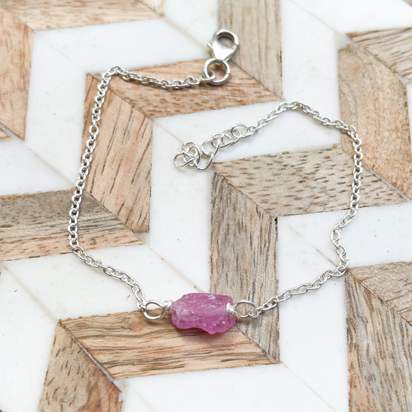 Minimalist Stone Bracelet - Solid Sterling silver