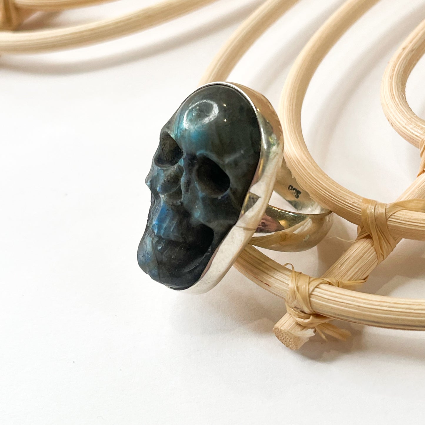 Labradorite Skull Rings-Solid Sterling Silver