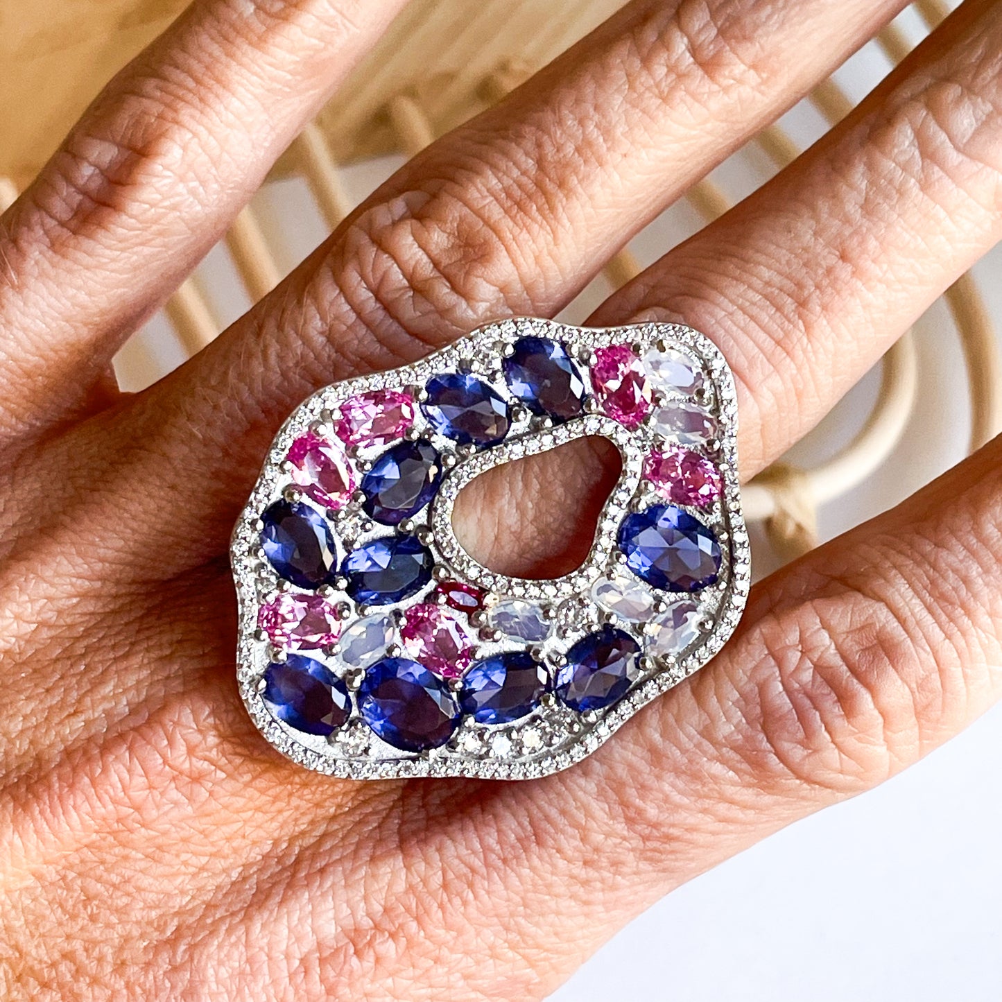 Dressy Blueshaded Ring - Solid Sterling Silver