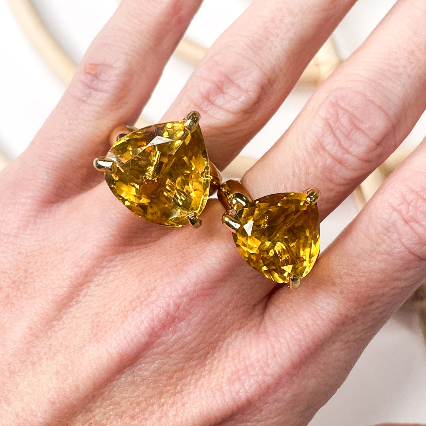 Whiskey Quartz Prong Ring - Alchemia