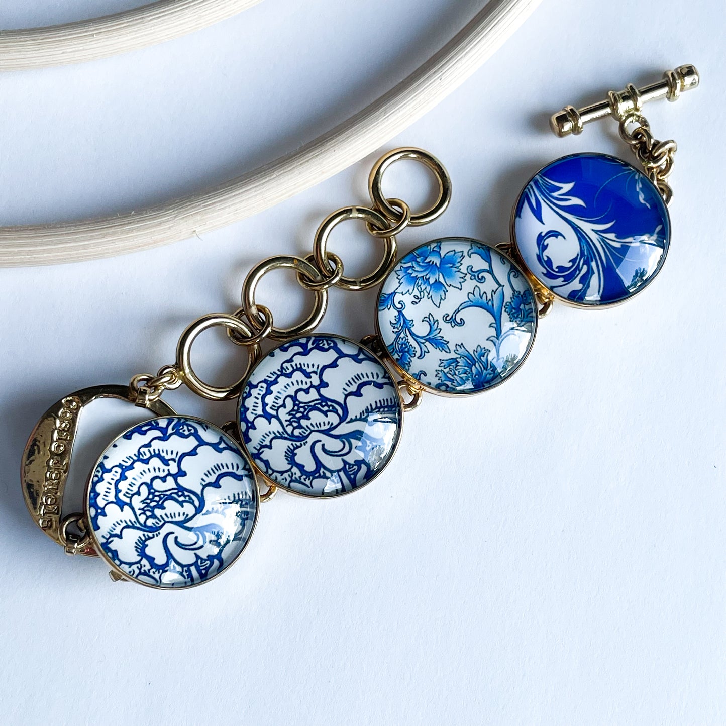Polka Dot Denim Floral Bracelet - Alchemia