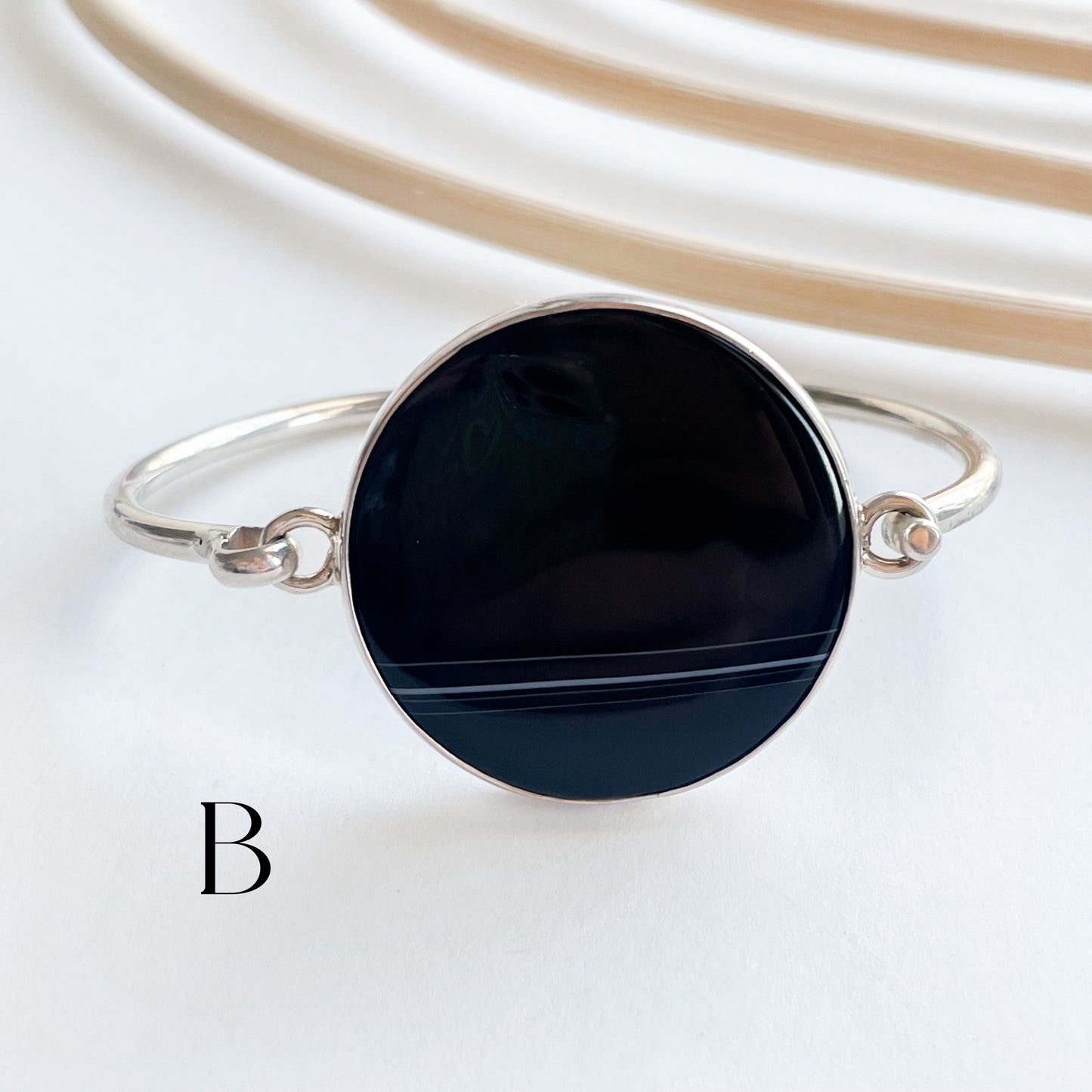 Sardonyx Bangle - Solid Sterling Silver