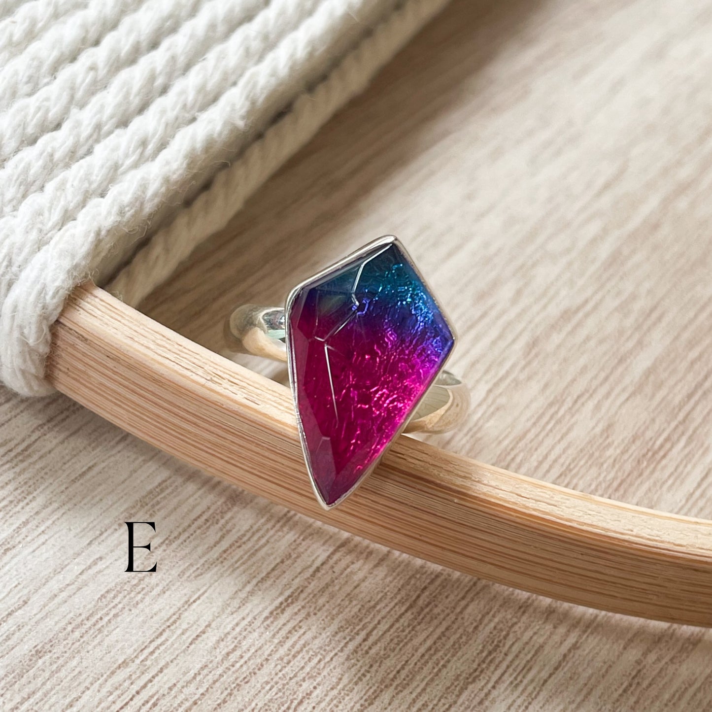 Blue and Pink Ombre Doublet Rings - Both Metals