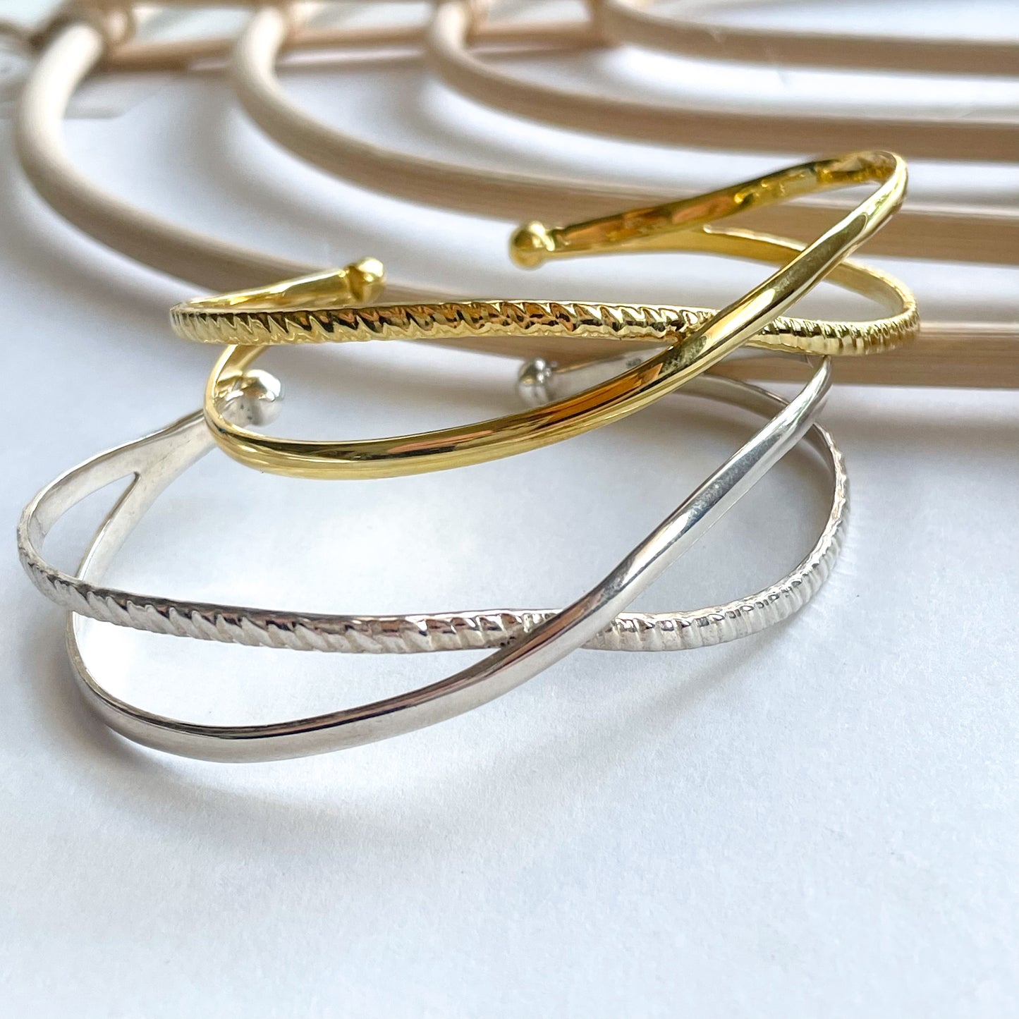 Cross Over Silver Cuff - Solid Sterling Silver