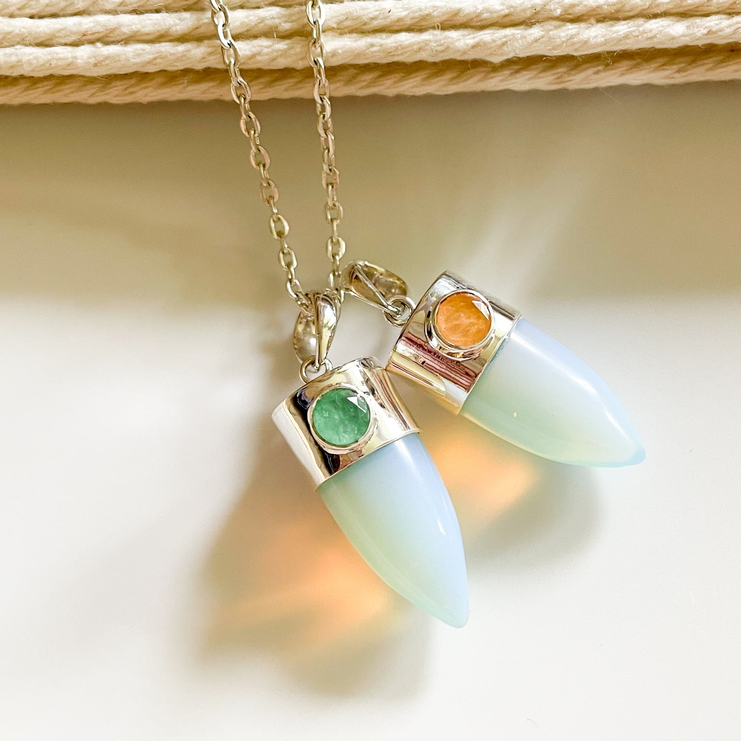 Opalite Bullet Gemstone Pendant - Sterling Silver