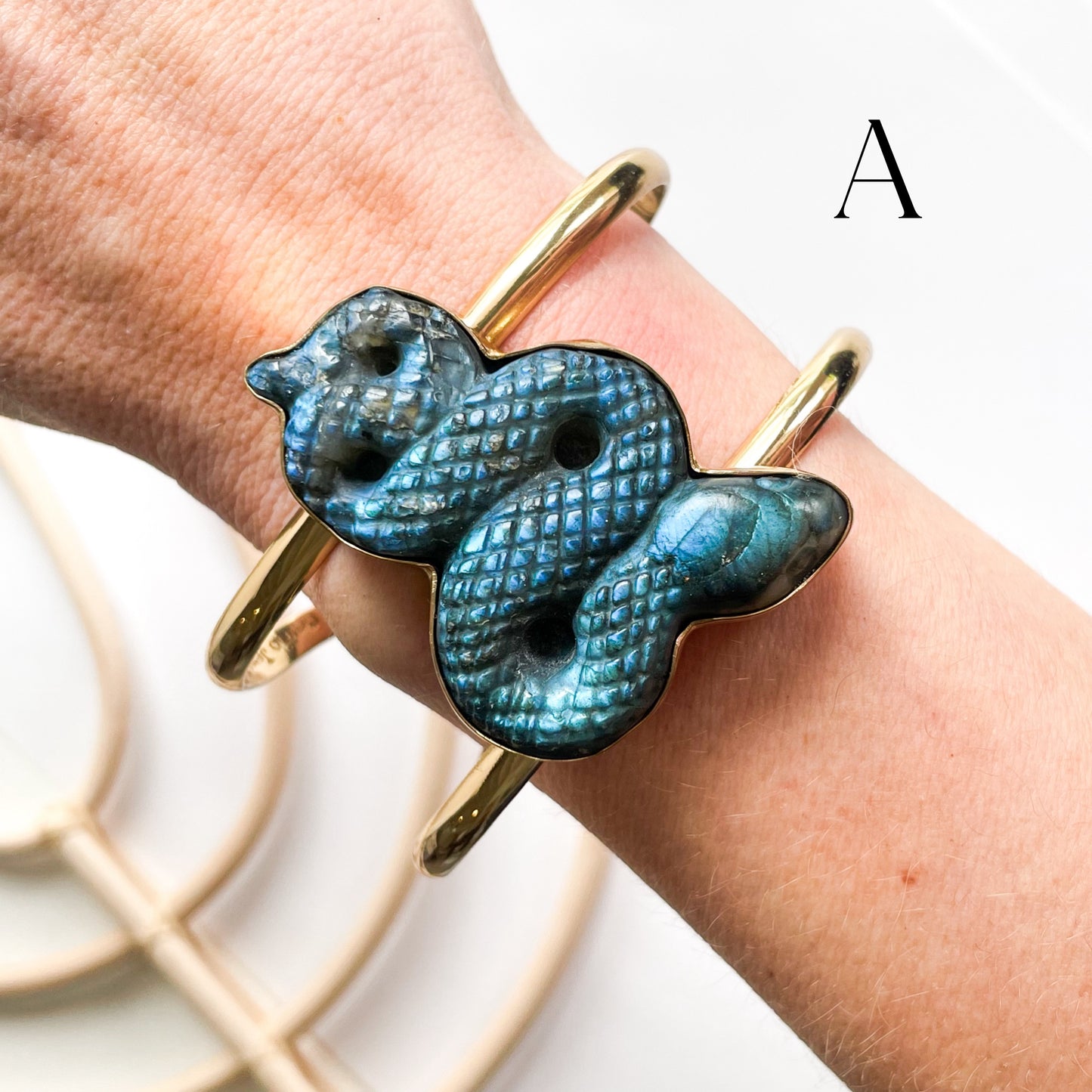 Labradorite Snake Double Cuff - Alchemia Gold