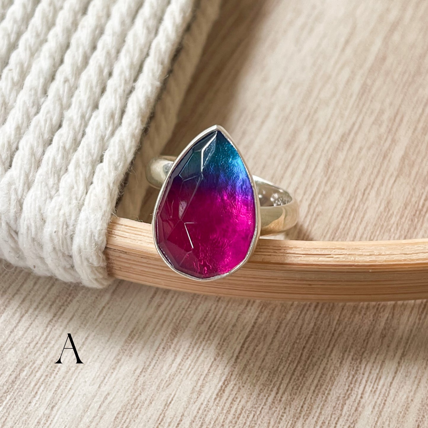 Blue and Pink Ombre Doublet Rings - Both Metals
