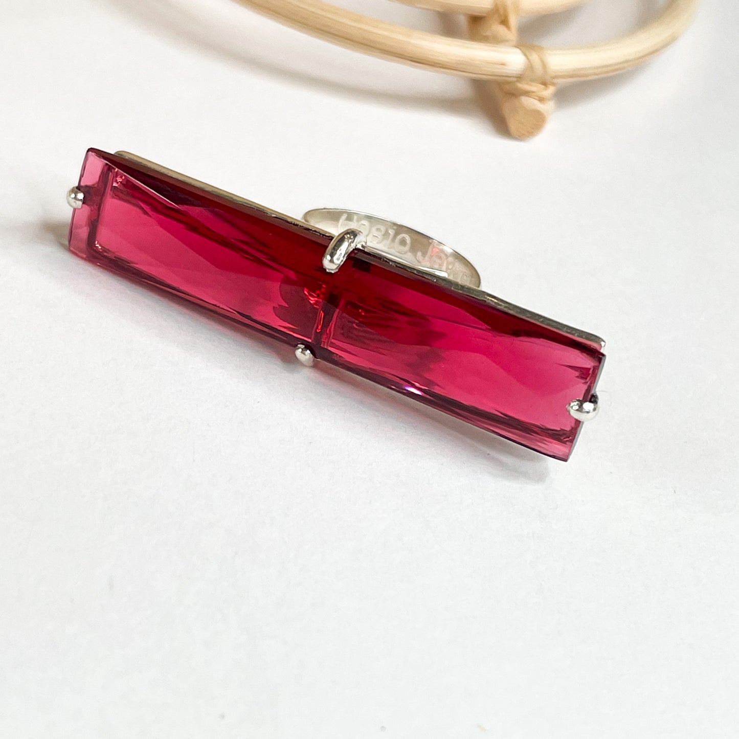 Fuchsia Side Set Prong Ring - Solid Sterling Silver