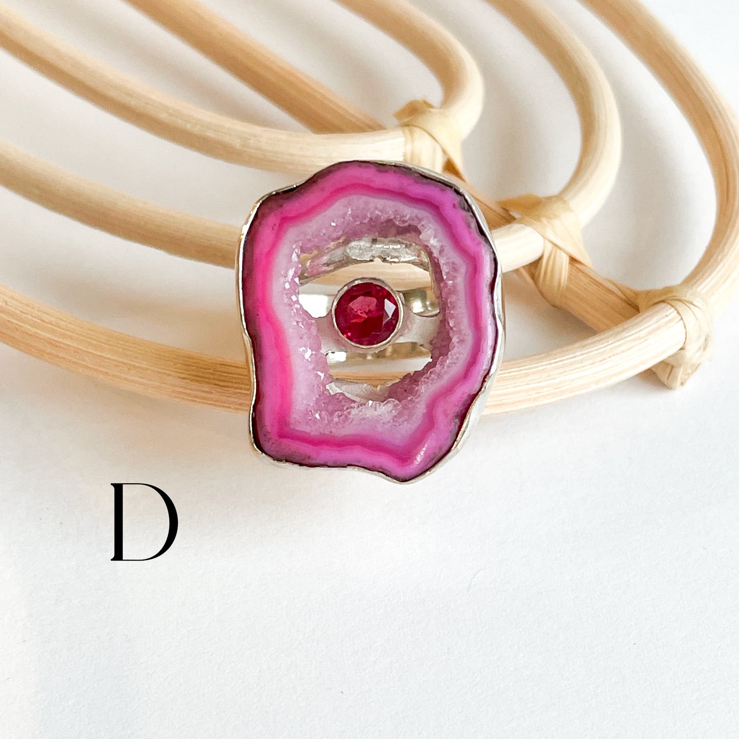 Agate With Gemstone Ring - Solid Sterling Silver