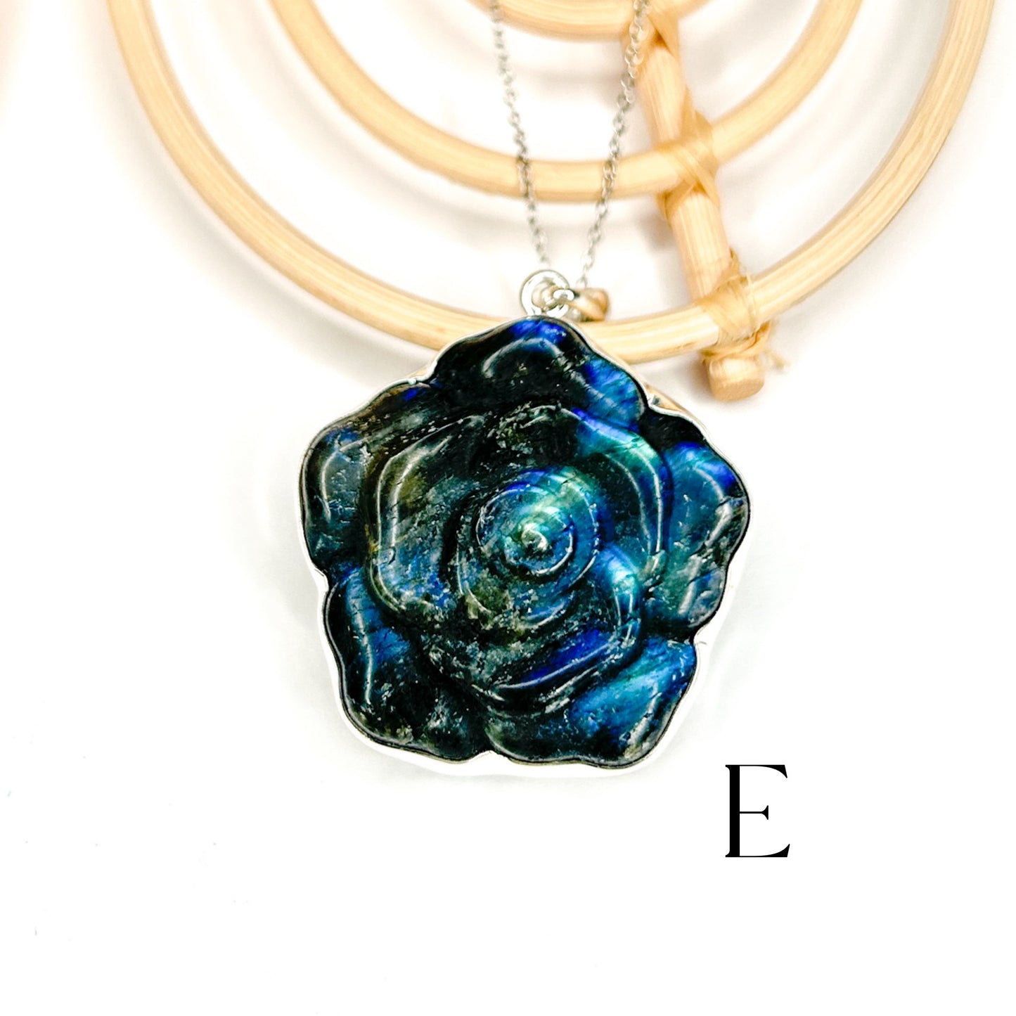 Labradorite Rose Pendant - Solid Sterling Silver