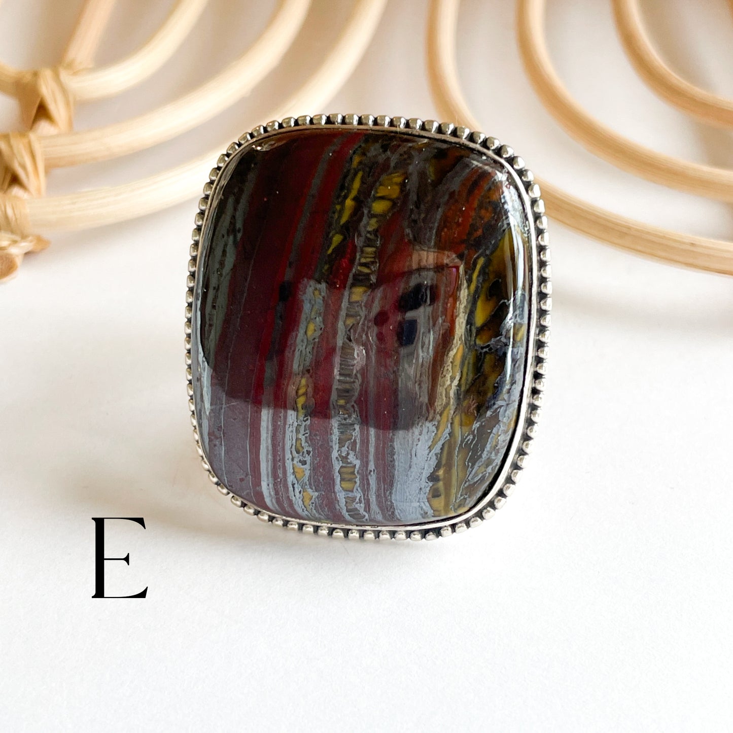 Tiger-Eye Iron Infused Flex Cuff Statement Ring - Solid Sterling Silver