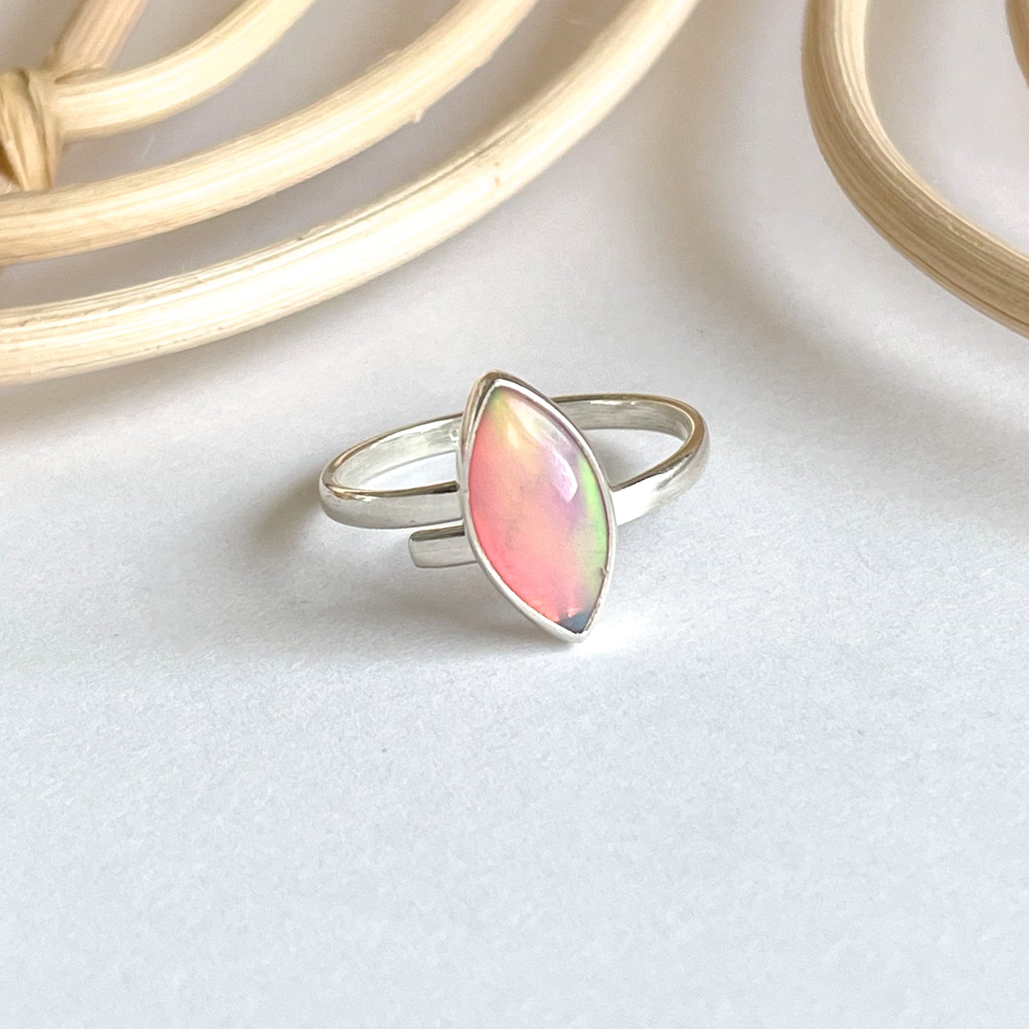Pink Galaxy Marquise Ring - Solid Sterling Silver