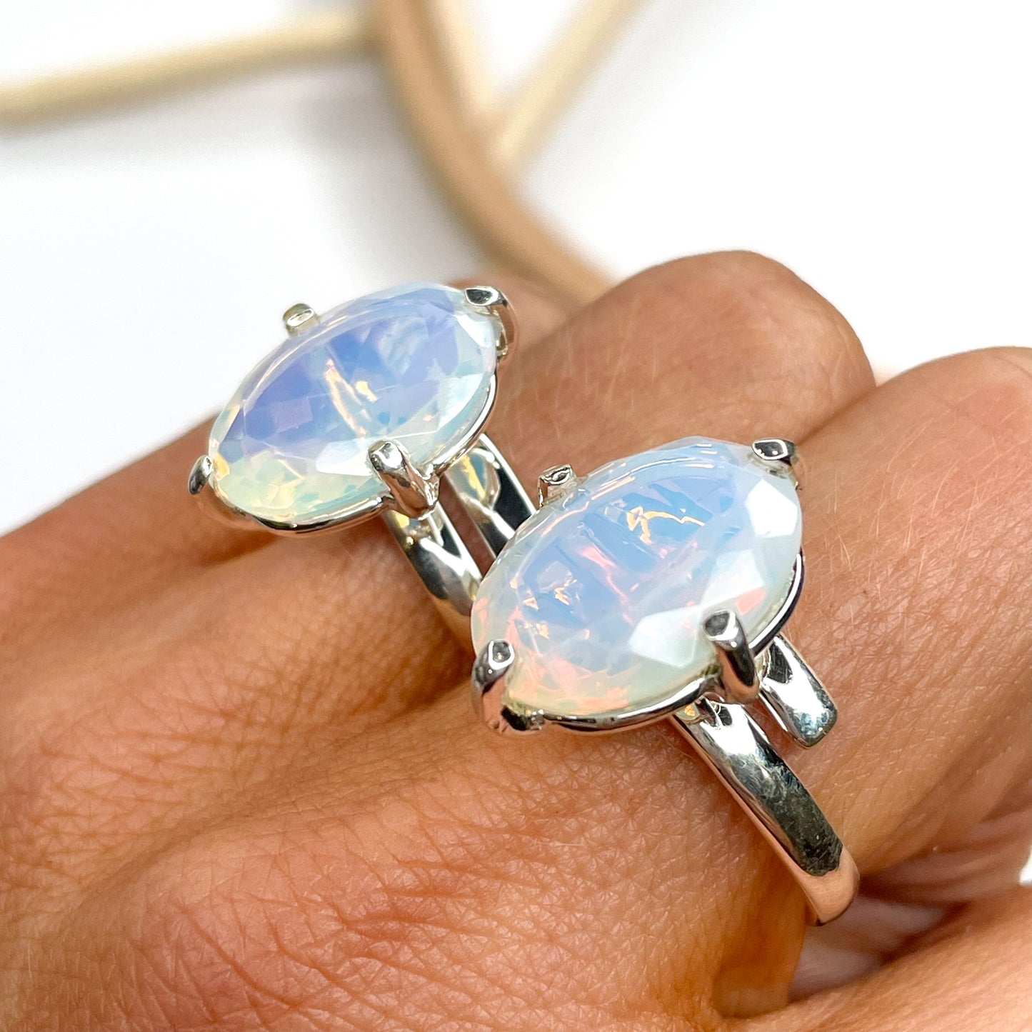 Opalite Prong Ring - Solid Sterling Silver
