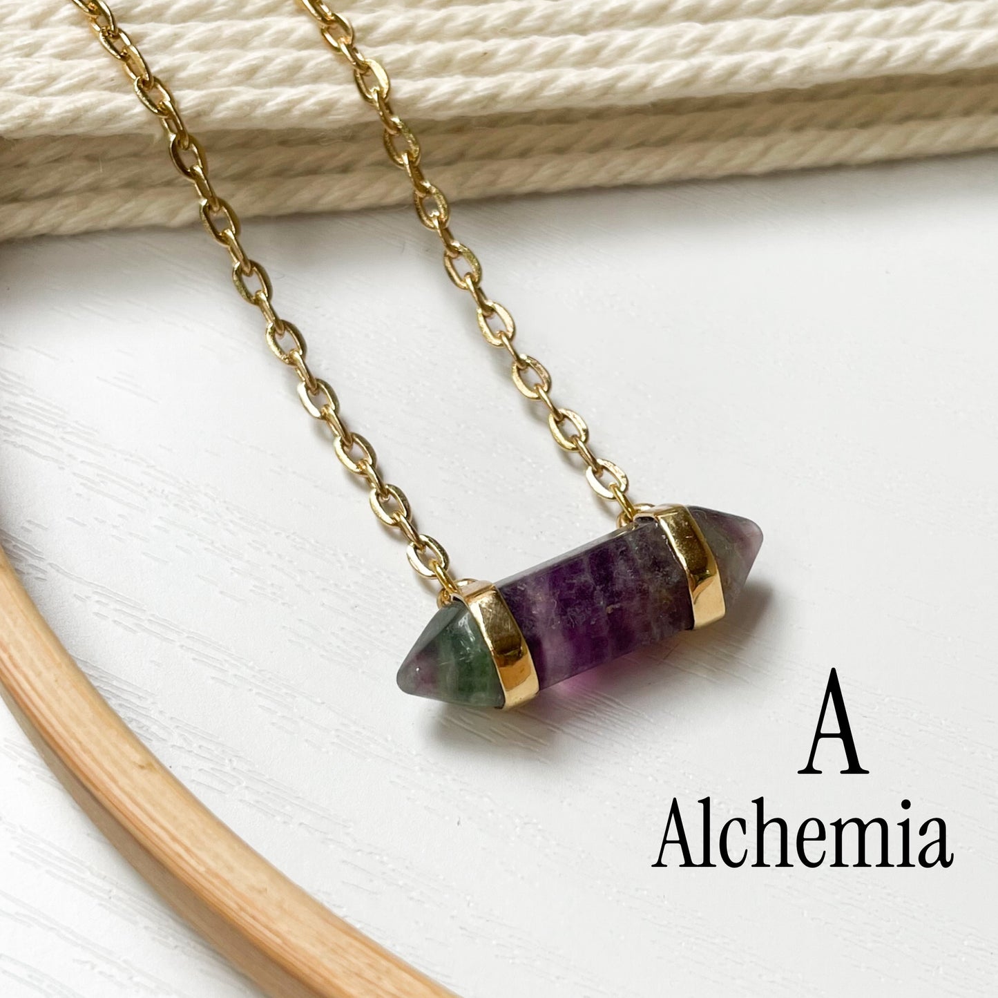 Fluorite Side Point Necklace - Both Metals