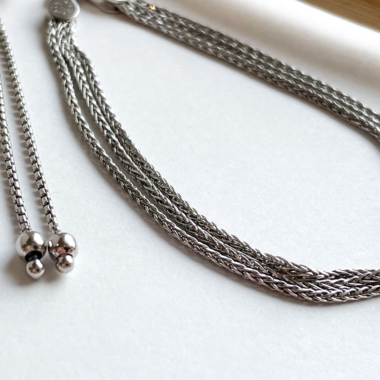 Triple Wheat Chain Bolo Bracelet - Solid Sterling Silver