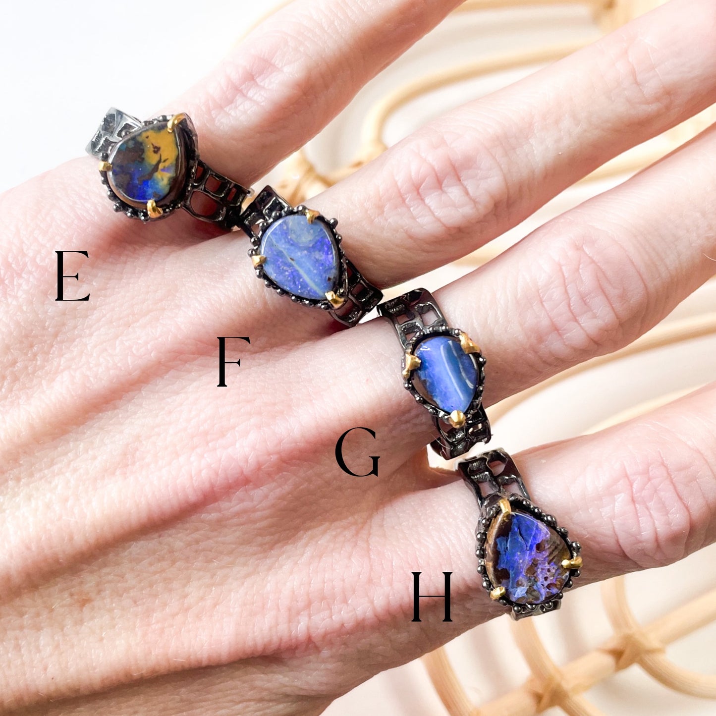 Boulder Opal Unique Band - Solid Sterling Silver
