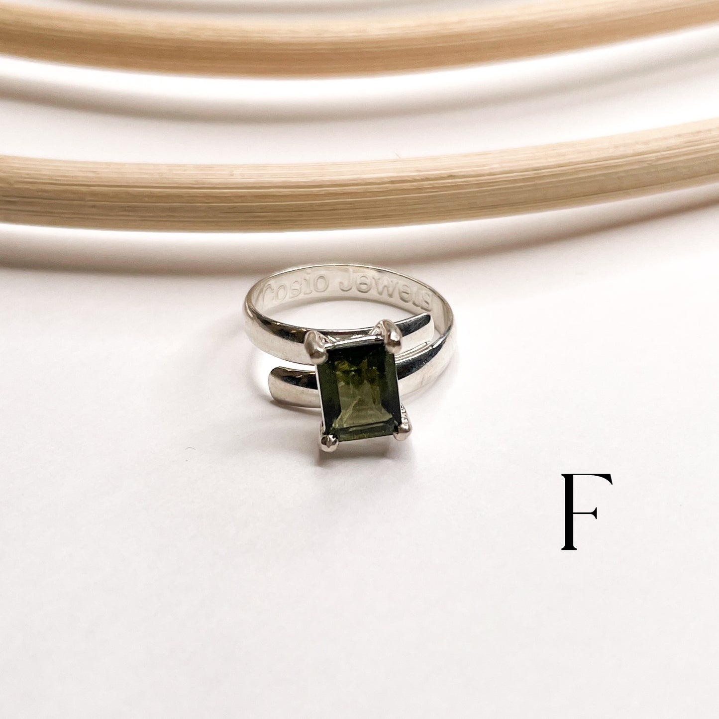 Certified Moldavite Prong Rings - Solid Sterling Silver