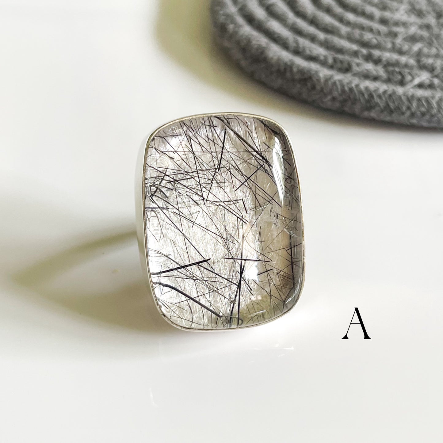 Black Rutilated Statement Ring - Solid Sterling Silver