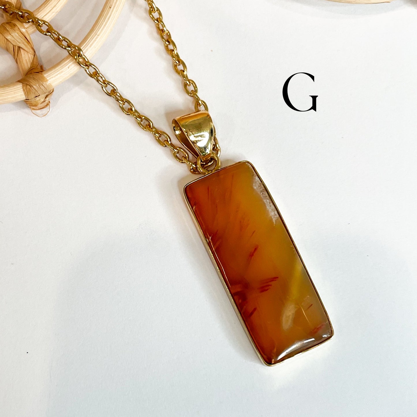 Statement Feather Agate Pendant - Alchemia