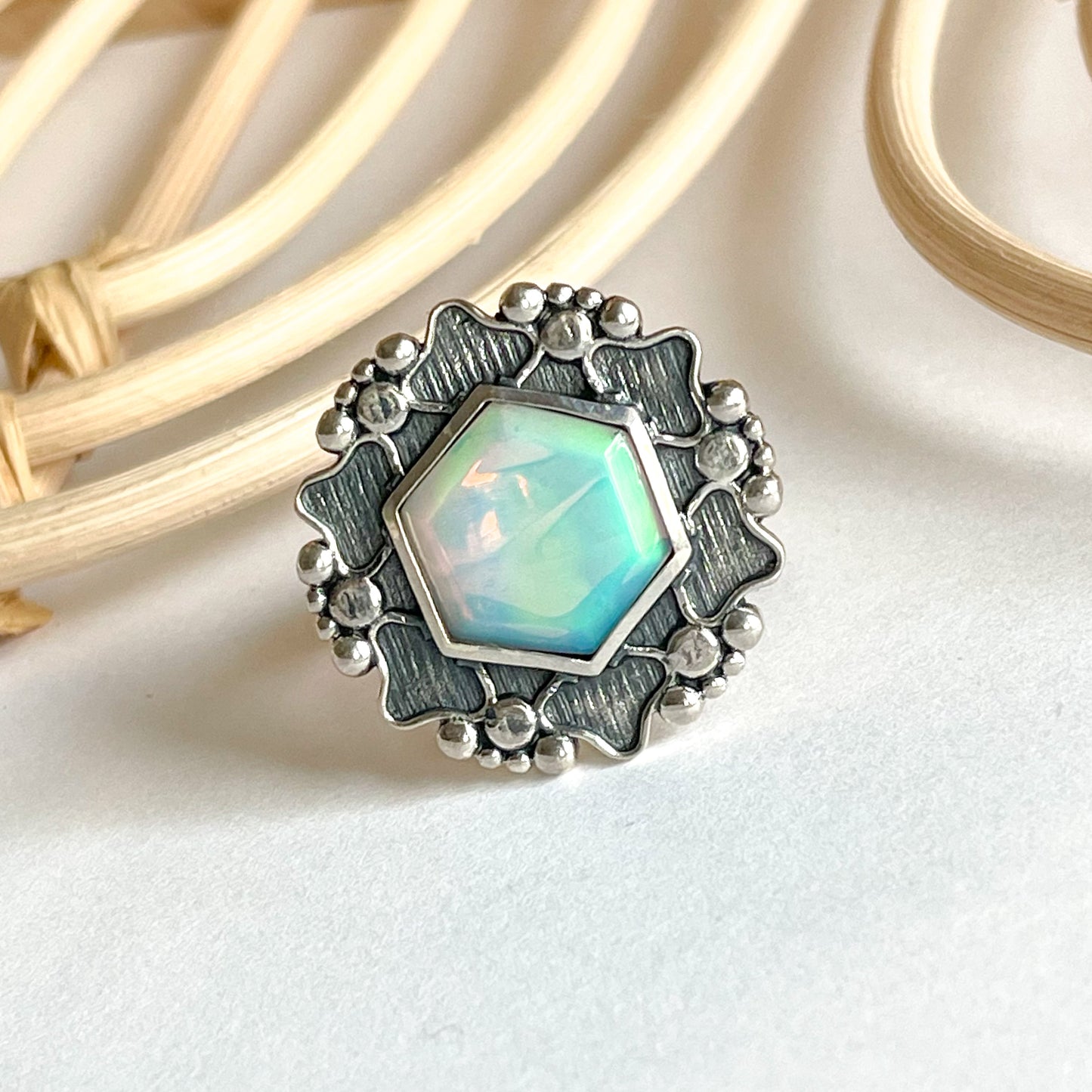Galaxy Opal Whimsical Ring - Solid Sterling Silver