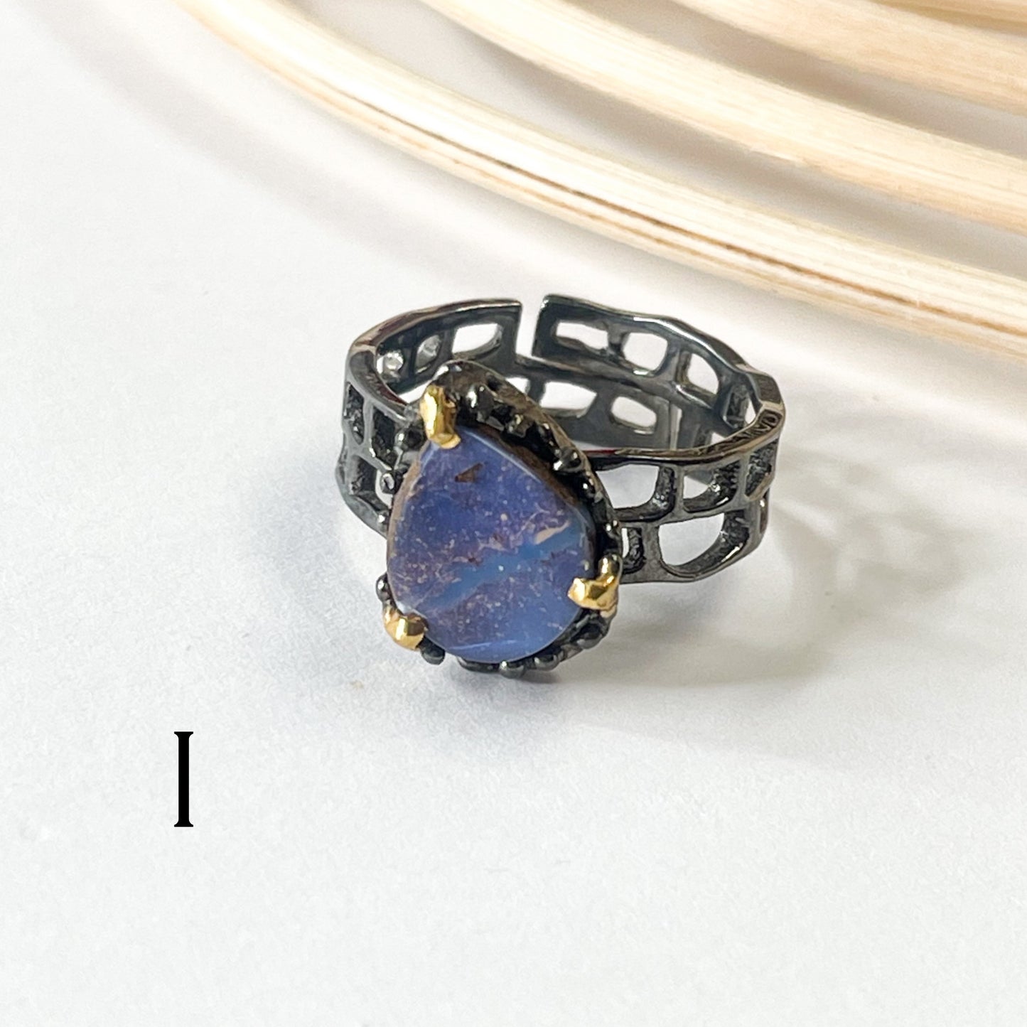 Boulder Opal Unique Band - Solid Sterling Silver