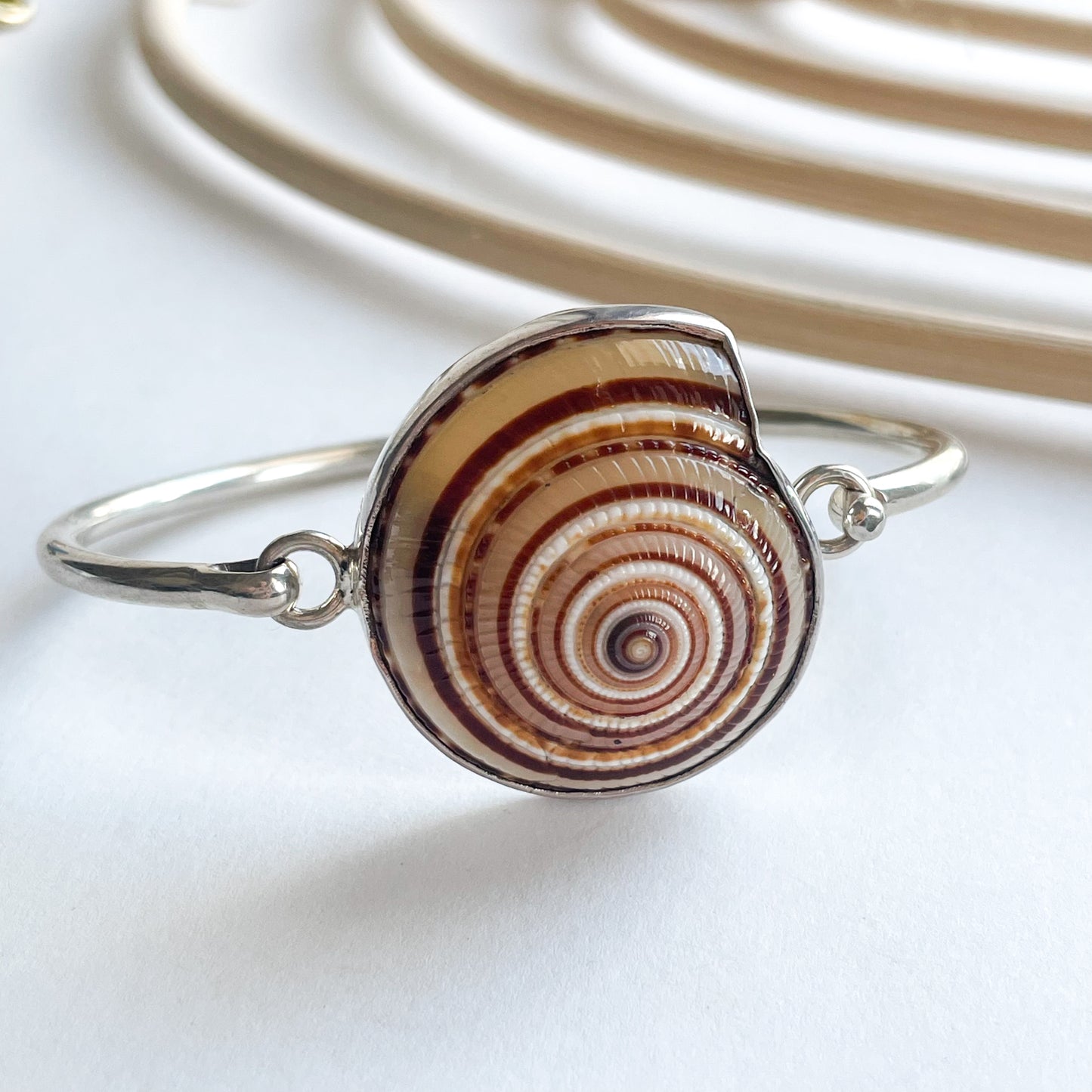 Shell Bangle - Solid Sterling Silver