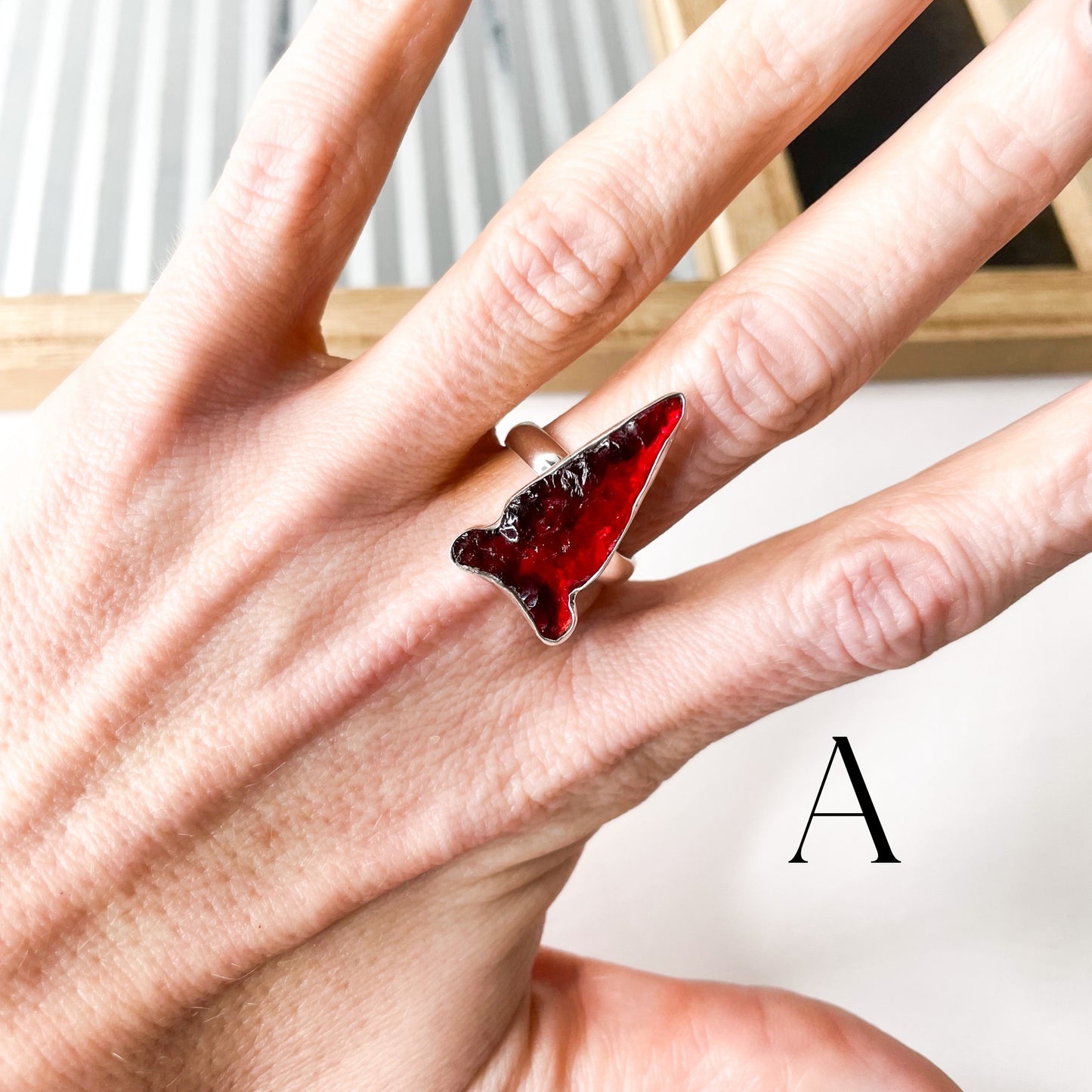 Colorful Glass Arrow Ring - Solid Sterling Silver