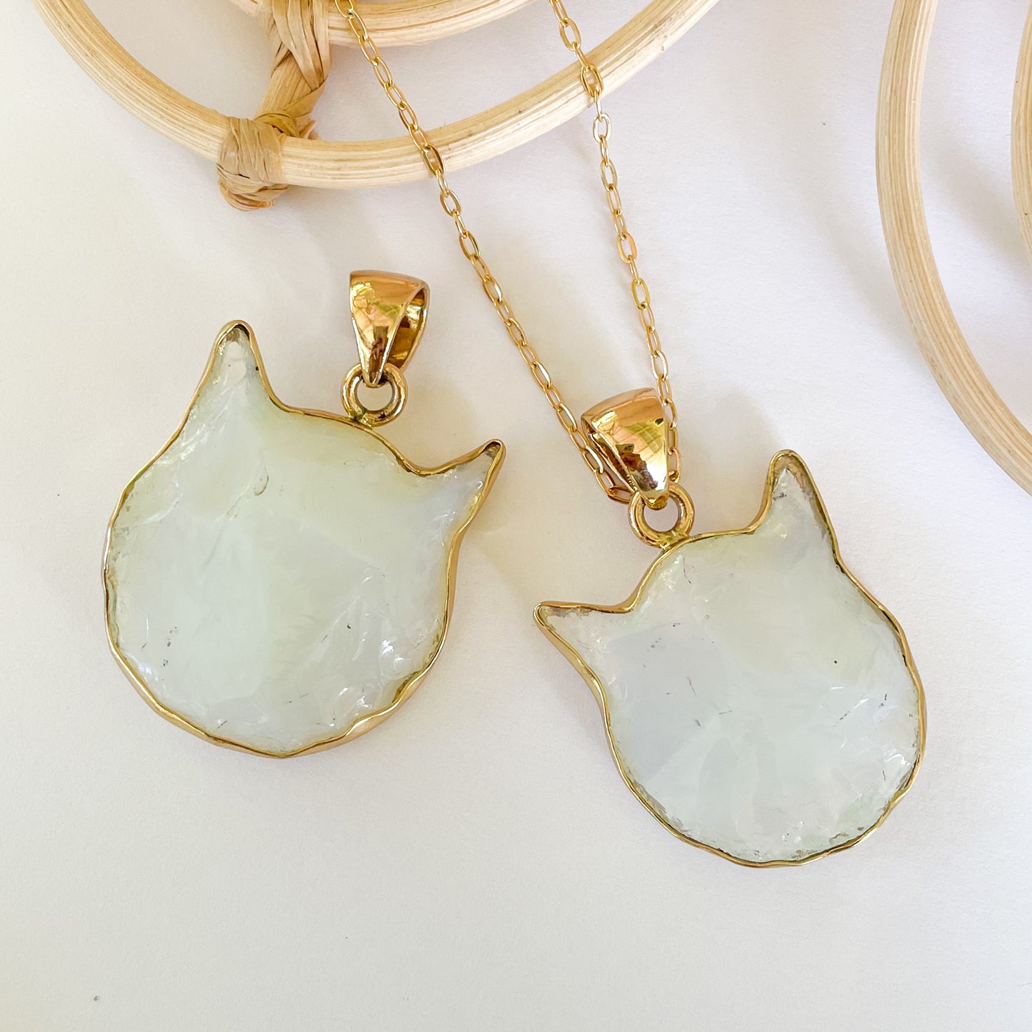 Opalite Kitty Cat Head Pendant - Alchemia