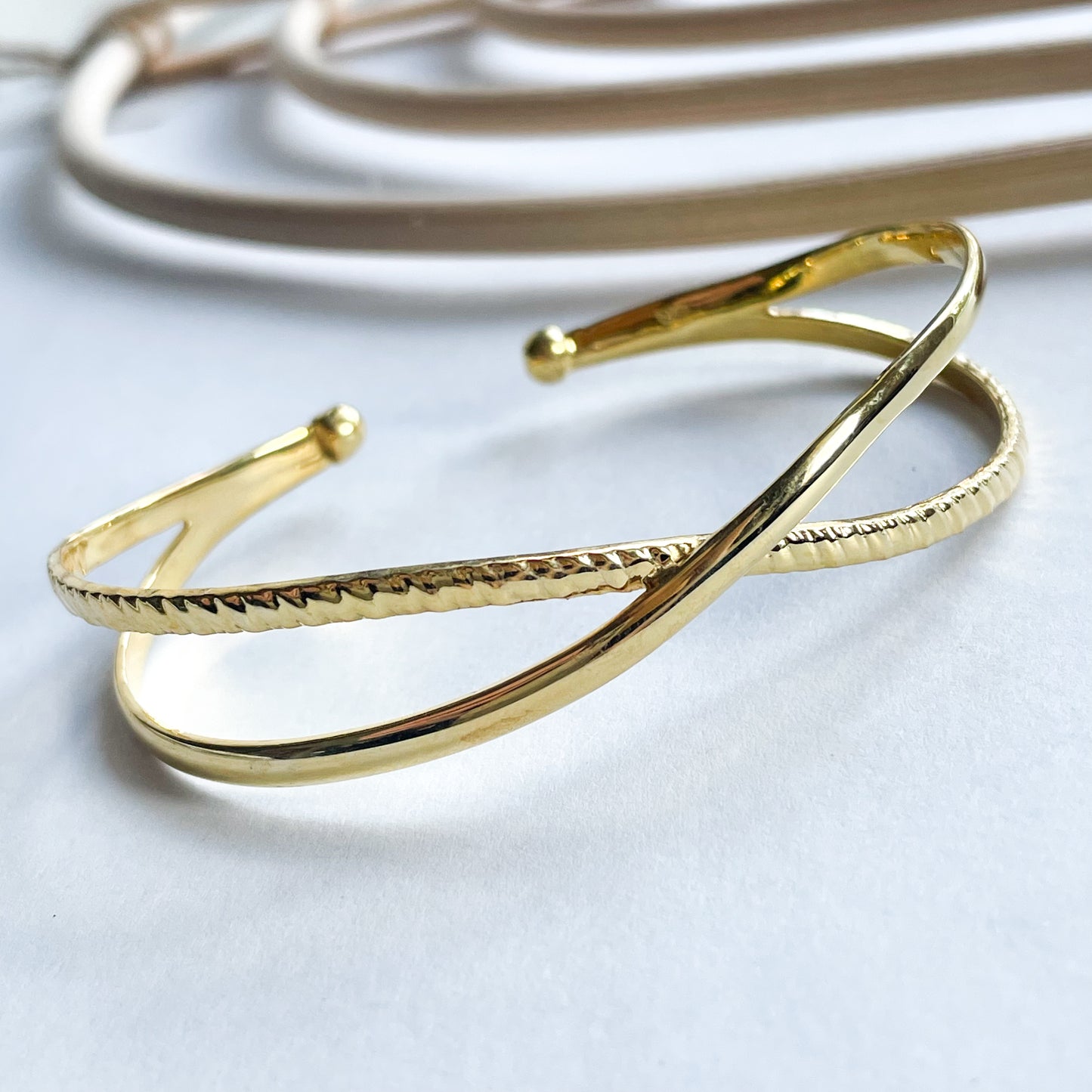 Cross Over Silver Cuff - Solid Sterling Silver