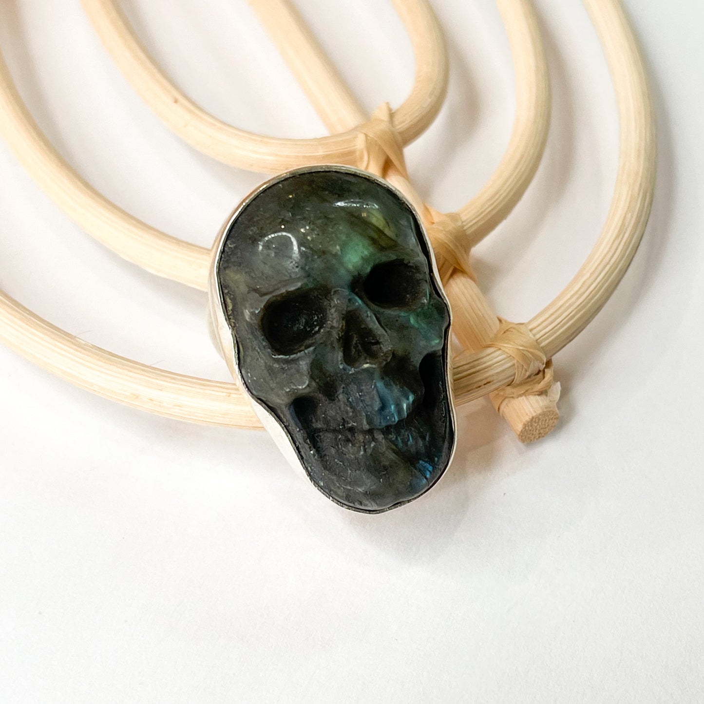 Labradorite Skull Rings-Solid Sterling Silver